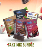 Crust N Crumb Cake mix Combo bundle with various flavors on a gradient background