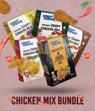 Crust N Crumb Chicken mix packages combos with a pink background