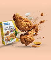Box of Crust & Crumb Crispy Chicken Mix with crispy chicken pieces on a beige background