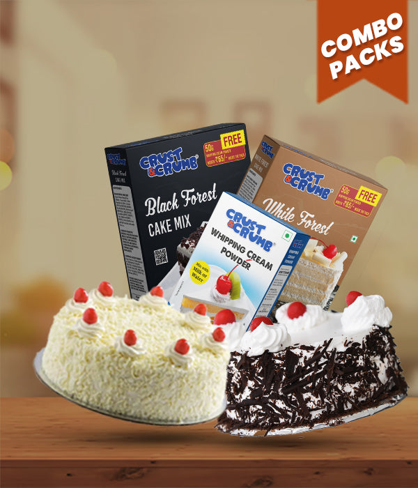 Crust N Crumb Forest Cake Mix Combo Offer | Black Forest Cake Mix | White Forest Cake Mix | Whipping Cream Powder
