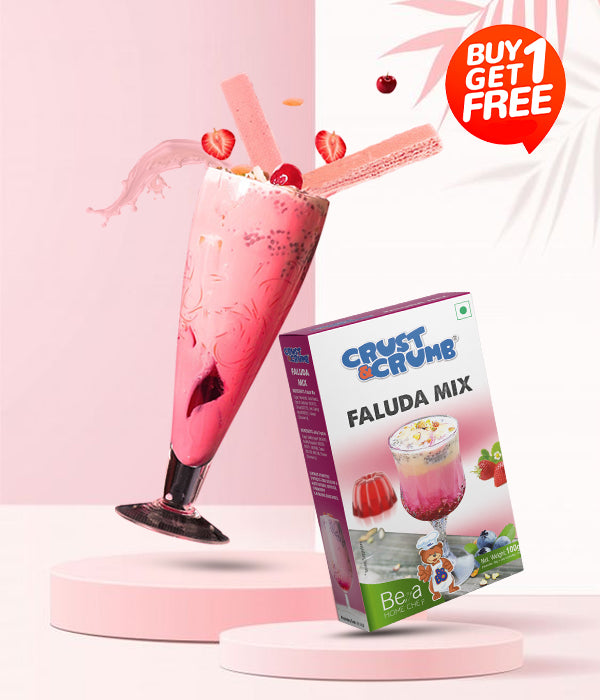 Crust N Crumb Instant Faluda Mix with Jelly Mix | Strawberry Flavour